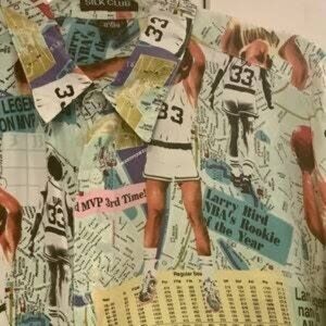 Vintage Silk Club Men Silk Basketball Print MVP/NBA Boston Celtics Shirt Size L